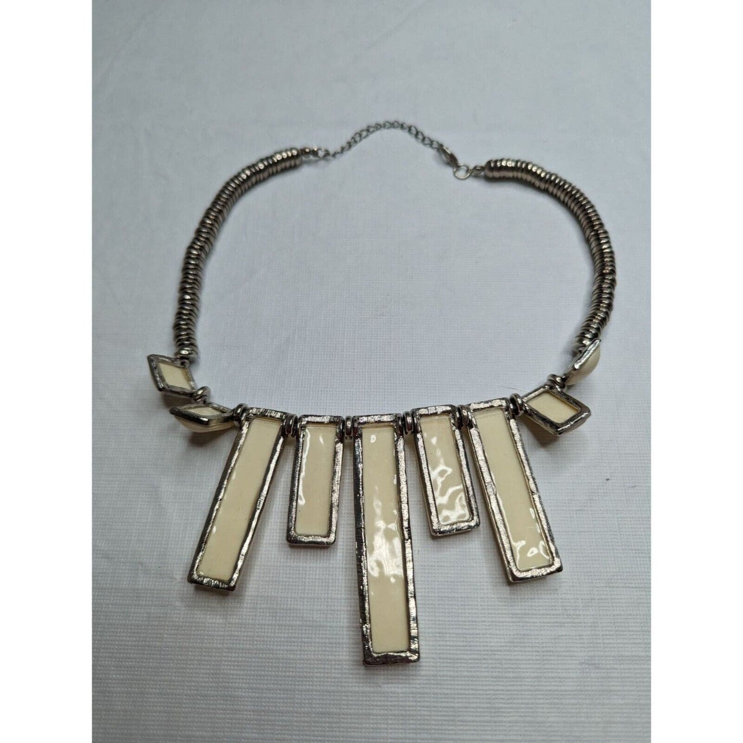 Vintage 1960s Statement Piece Necklace Milky Cream Chunky Stone