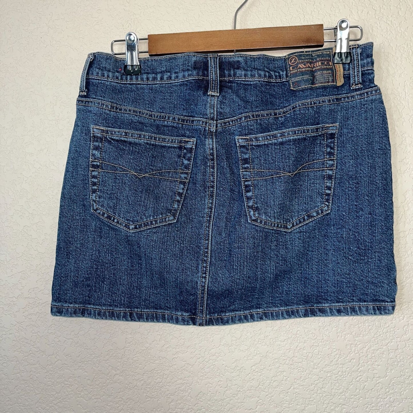 Vintage Cavaricci Juniors Sz 7 Mini Skirt Blue Jean Denim Y2K