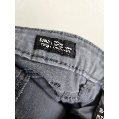 Buffalo David Bitton Jeans Womens 10 Gray Daily Mid Rise Skinny Ankle Preppy