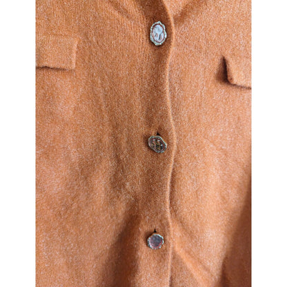 Vintage Heiguniang Womens Sz L Cardigan Sweater Burnt Orange Ornate Buttons