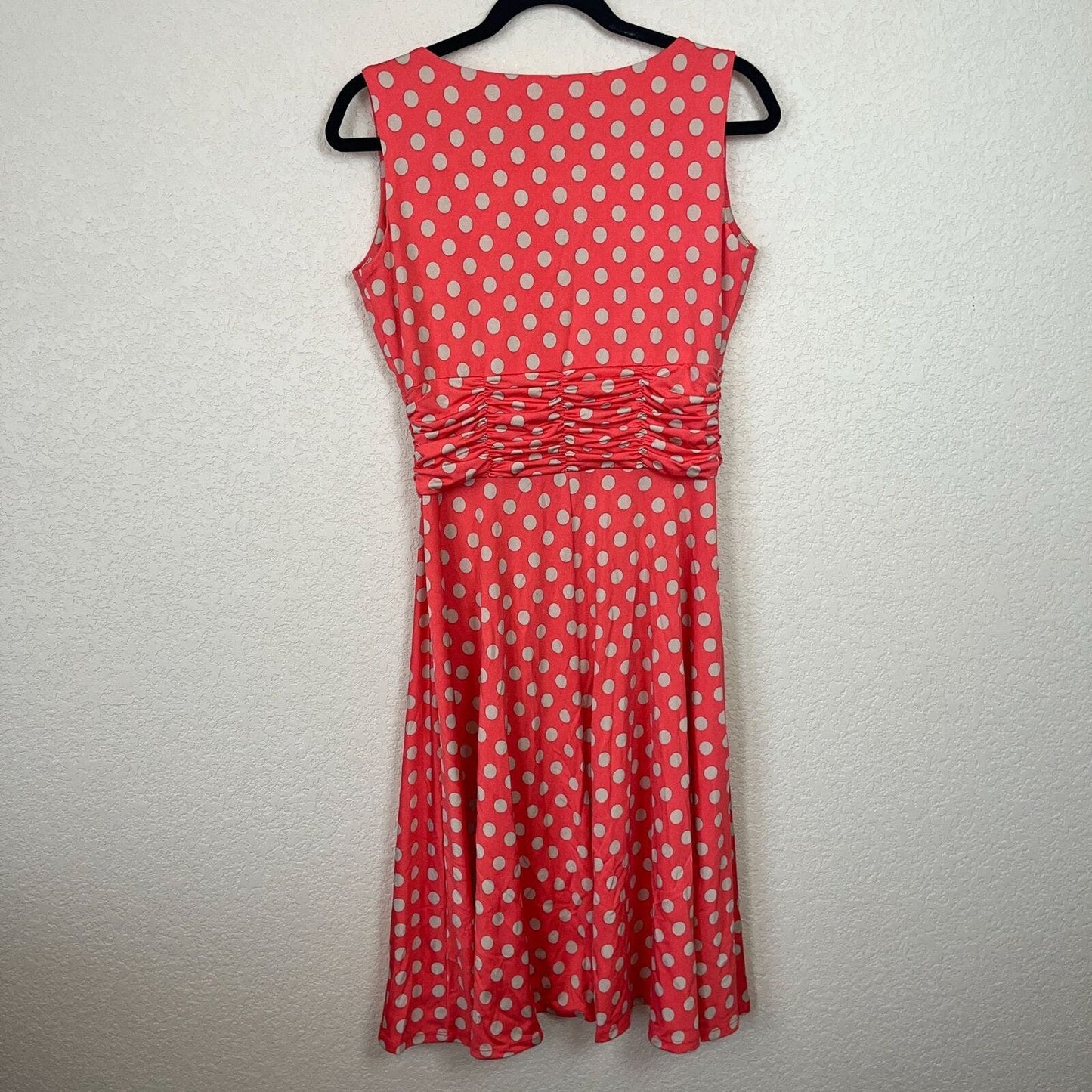 AA Studio Womens Sz 10 Orange and Cream Polka Dot Pinup Style Dress