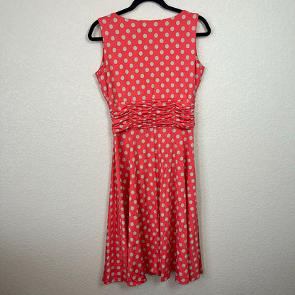 AA Studio Womens Sz 10 Orange and Cream Polka Dot Pinup Style Dress