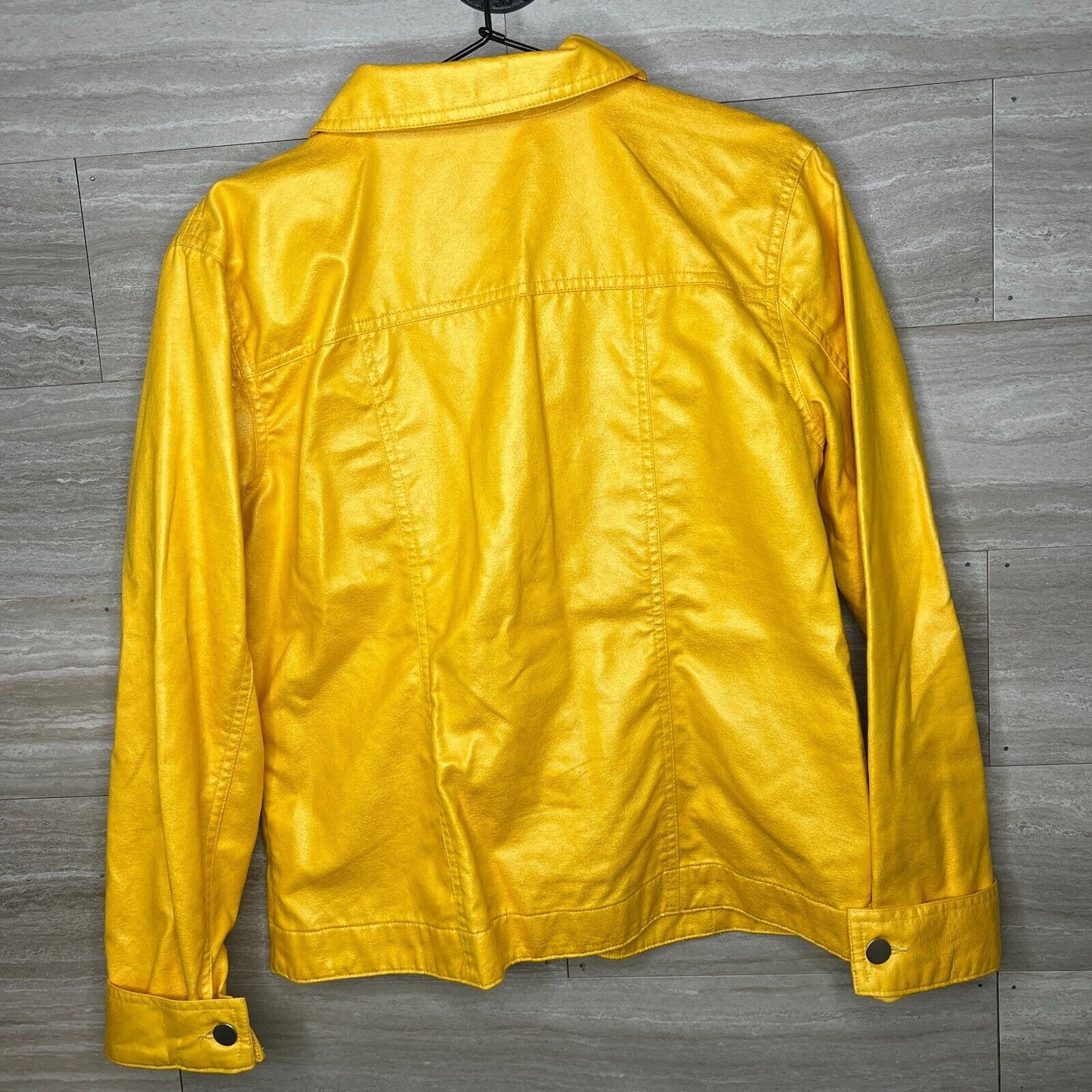 Vintage Bamboo Traders Womens Sz S Button Front Polyester Jacket Bright Yellow