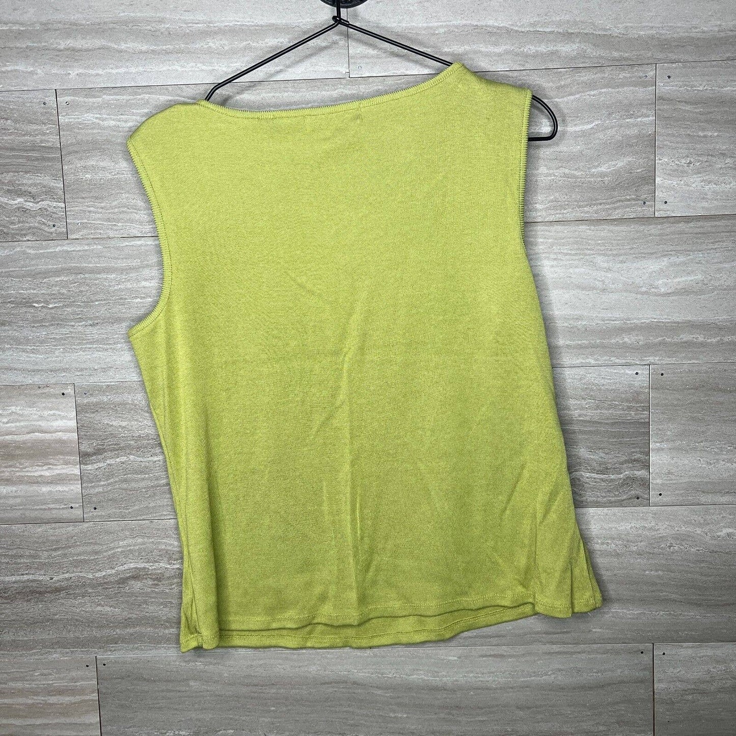 Valerie Stevens Petite Womens Sz PL Cotton Blend Sleeveless Blouse Lime Green