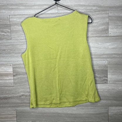 Valerie Stevens Petite Womens Sz PL Cotton Blend Sleeveless Blouse Lime Green