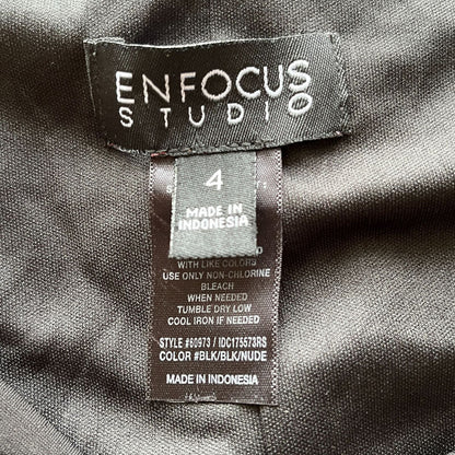 En Focus Studio Womens Sz 4 Formal Maxi Dress Black Floral Sides