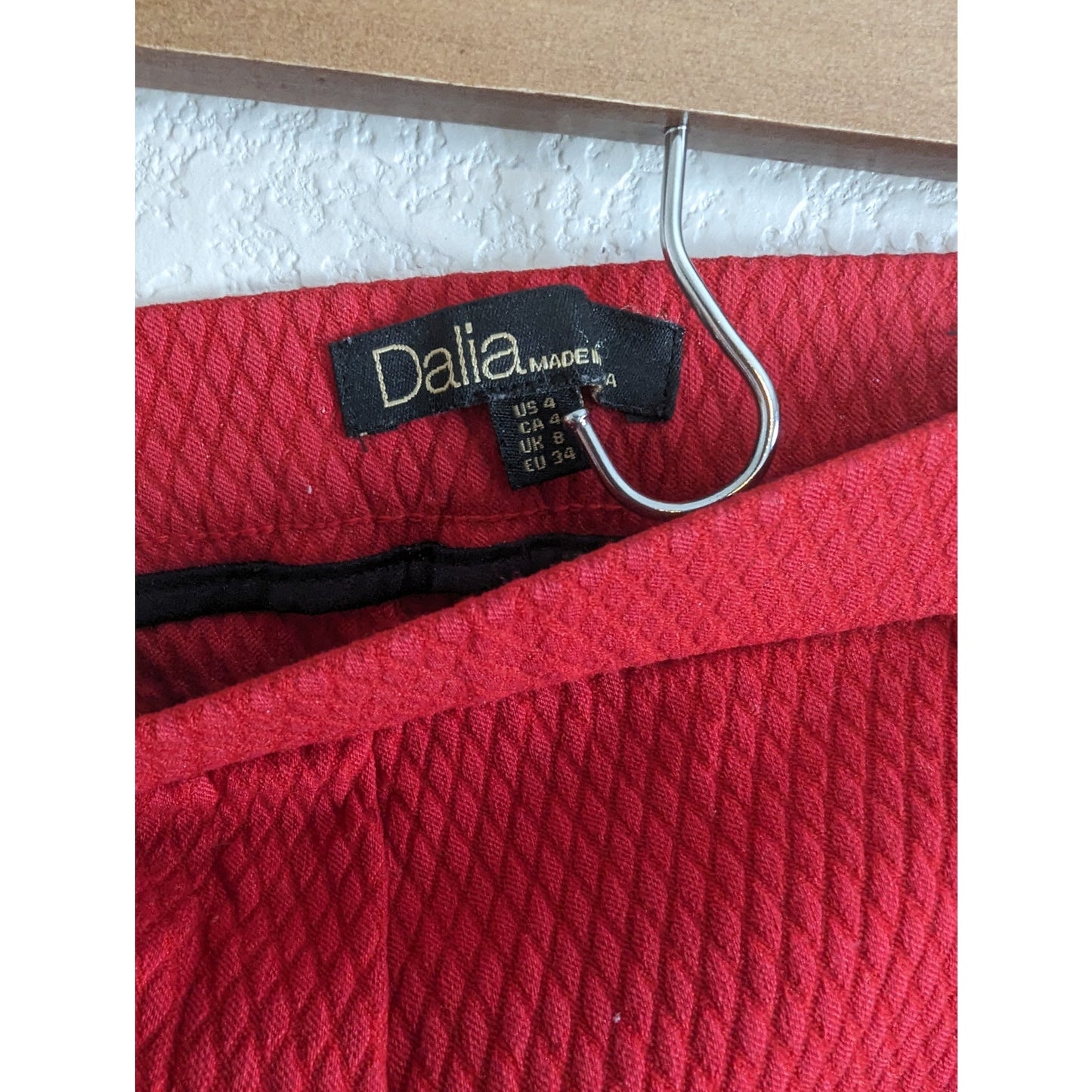 Dalia Womens Sz 4 Pull On Skinny Pants Leggings Red Quilted