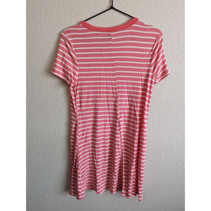 Vintage 1990s Joe Boxer Womens Sz M Short Sleeve Mini Dress Pink White Striped