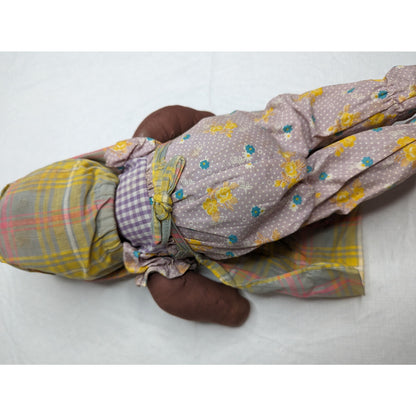 Vintage 1960s African American Handmade Baby Doll Cloth 16" Tall