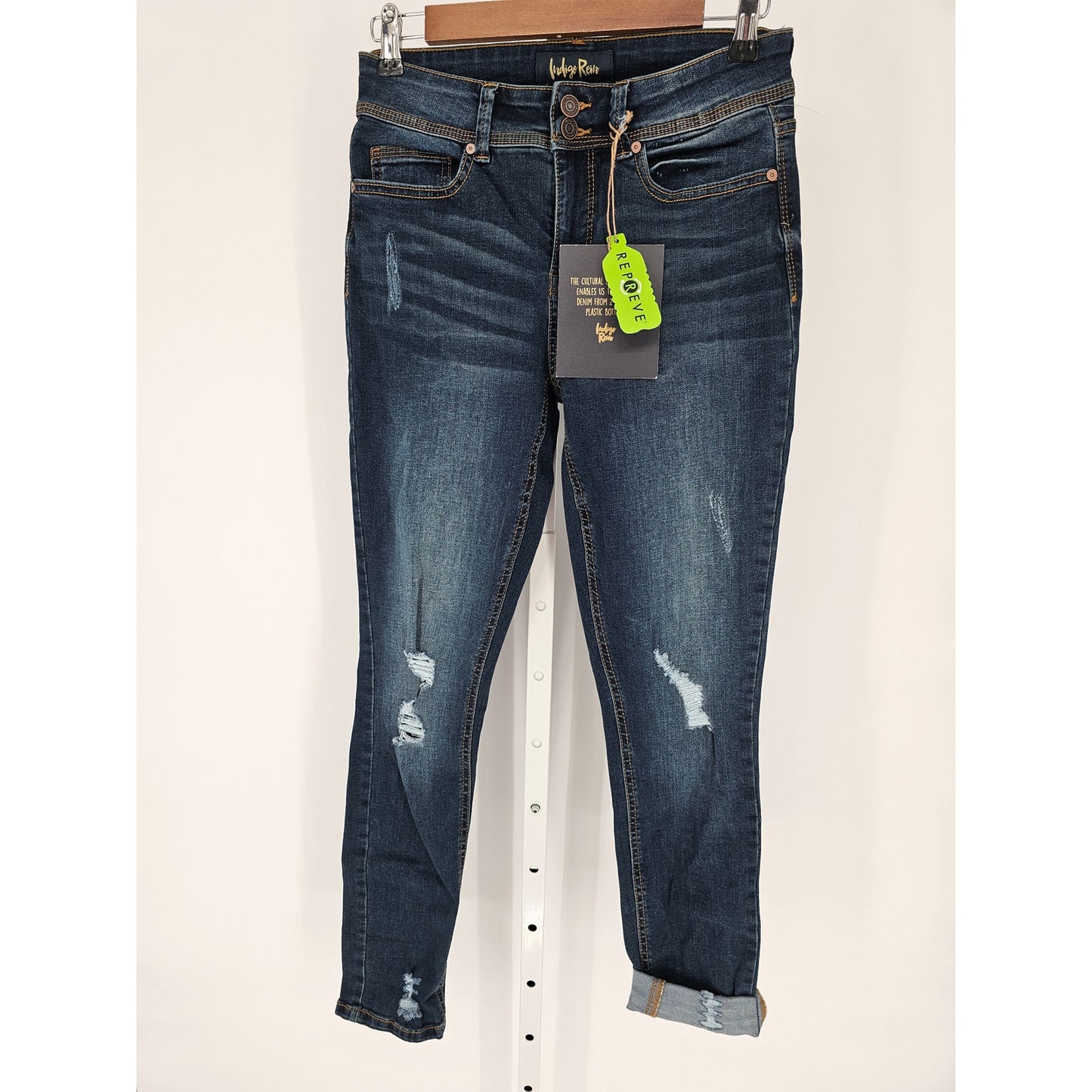 Indigo Rein Juniors Sz 9 Mid Rise Narrow Leg Above Ankle Blue Jeans NEW