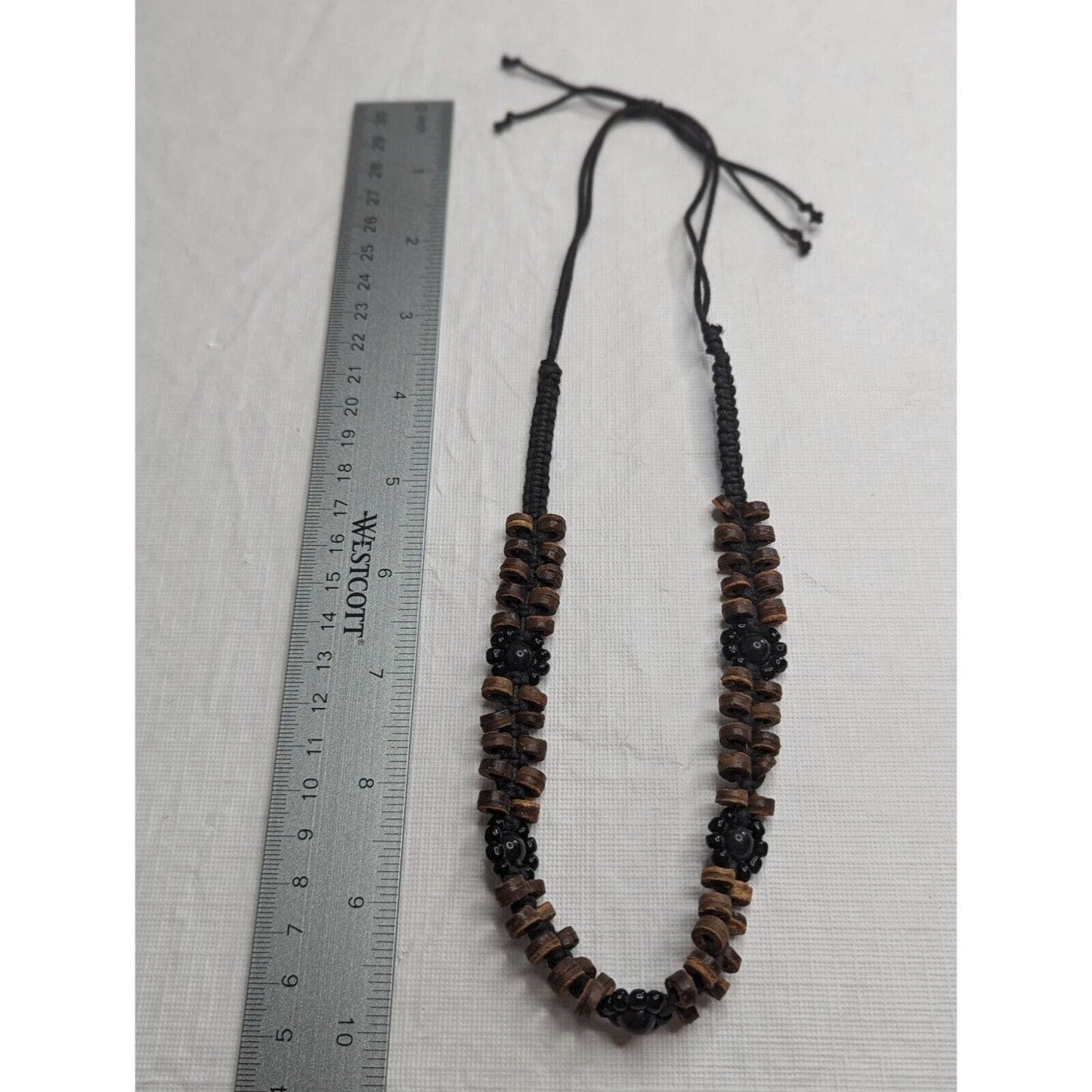 Vintage African 2 Strand Wooden and Beaded Necklace Black Brown