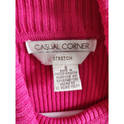 Casual Corner womens Sz S Bright Pink Turtleneck Sweater Ribbed