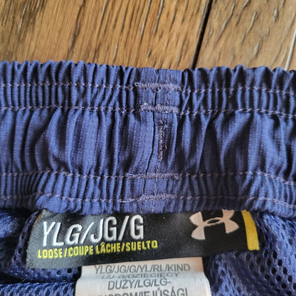 Under Armour Boys Sz L Loose Fit Track Pants Blue Orange