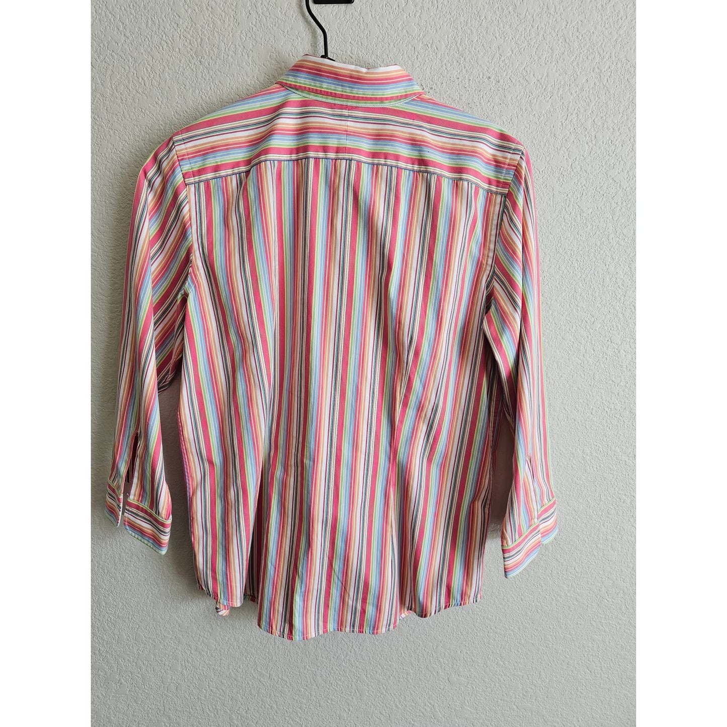 Lauren Ralph Lauren Womens Sz M Long Sleeve Button Up Shirt Rainbow Striped