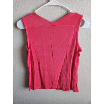 French Laundry Womens PS Petite Sleeveless Square Neck Blouse Pink Slinky Knit