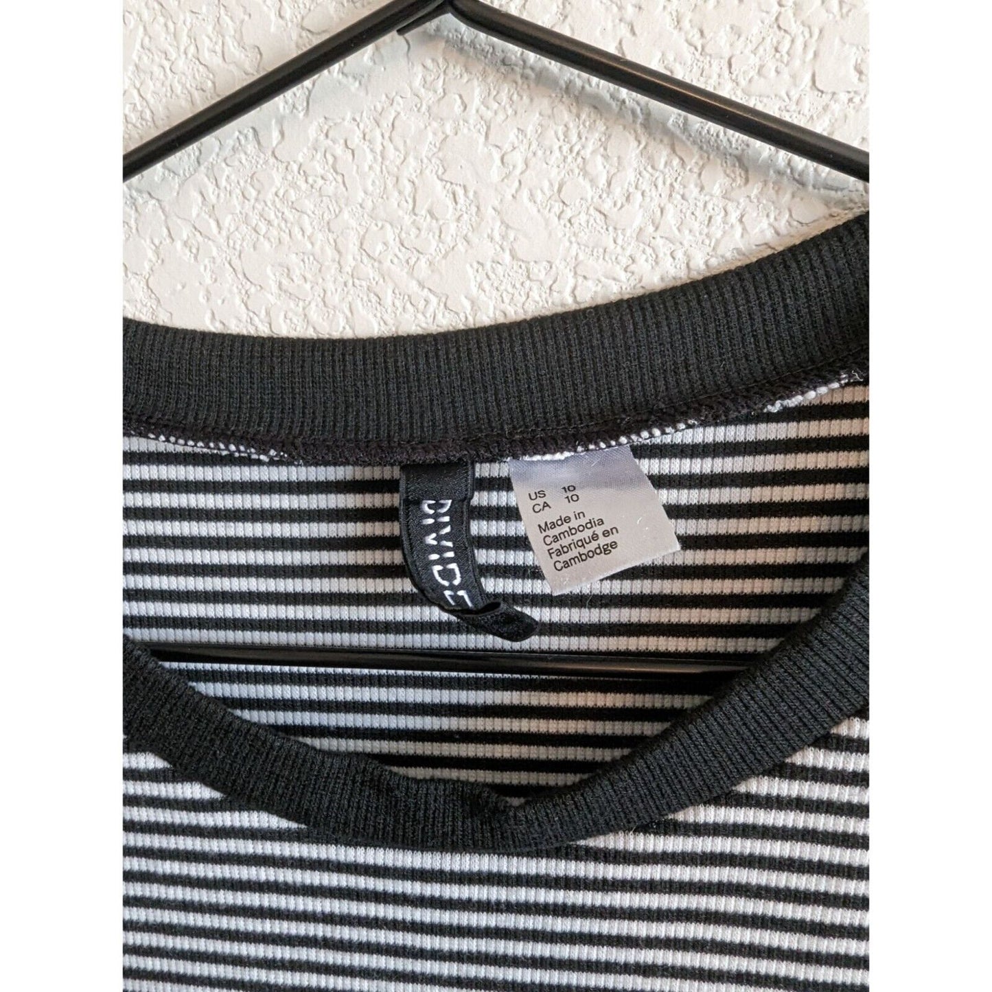 Divided by H7M Womens Sz 10 Black and White Ribbed Shirt Dress Striped