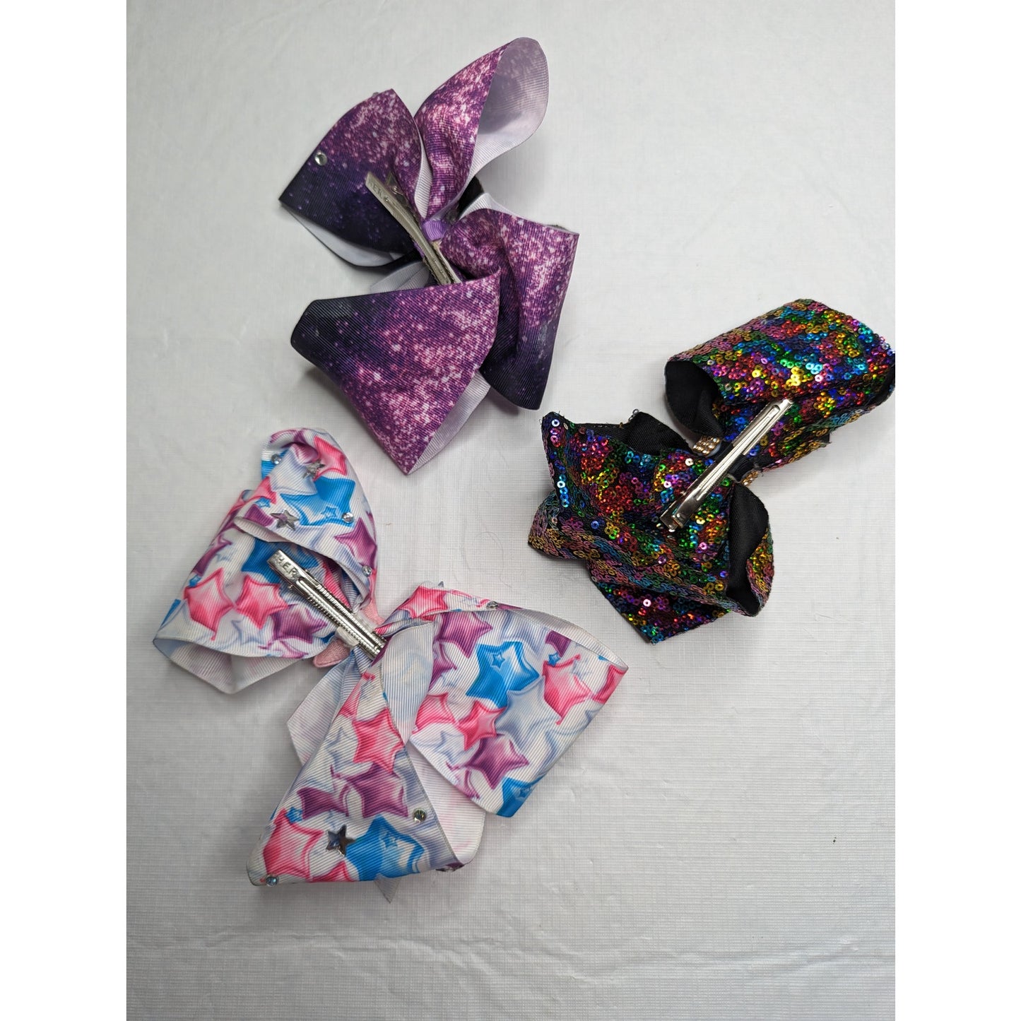 Lot of 3 Jojo Siwa Hair Bows Sequin Witch Hat Stars