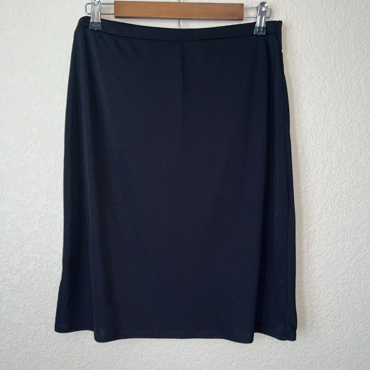 NY Collection Womens Sz M Solid Black Tulip Hem Skirt Career