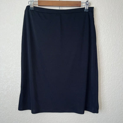 NY Collection Womens Sz M Solid Black Tulip Hem Skirt Career