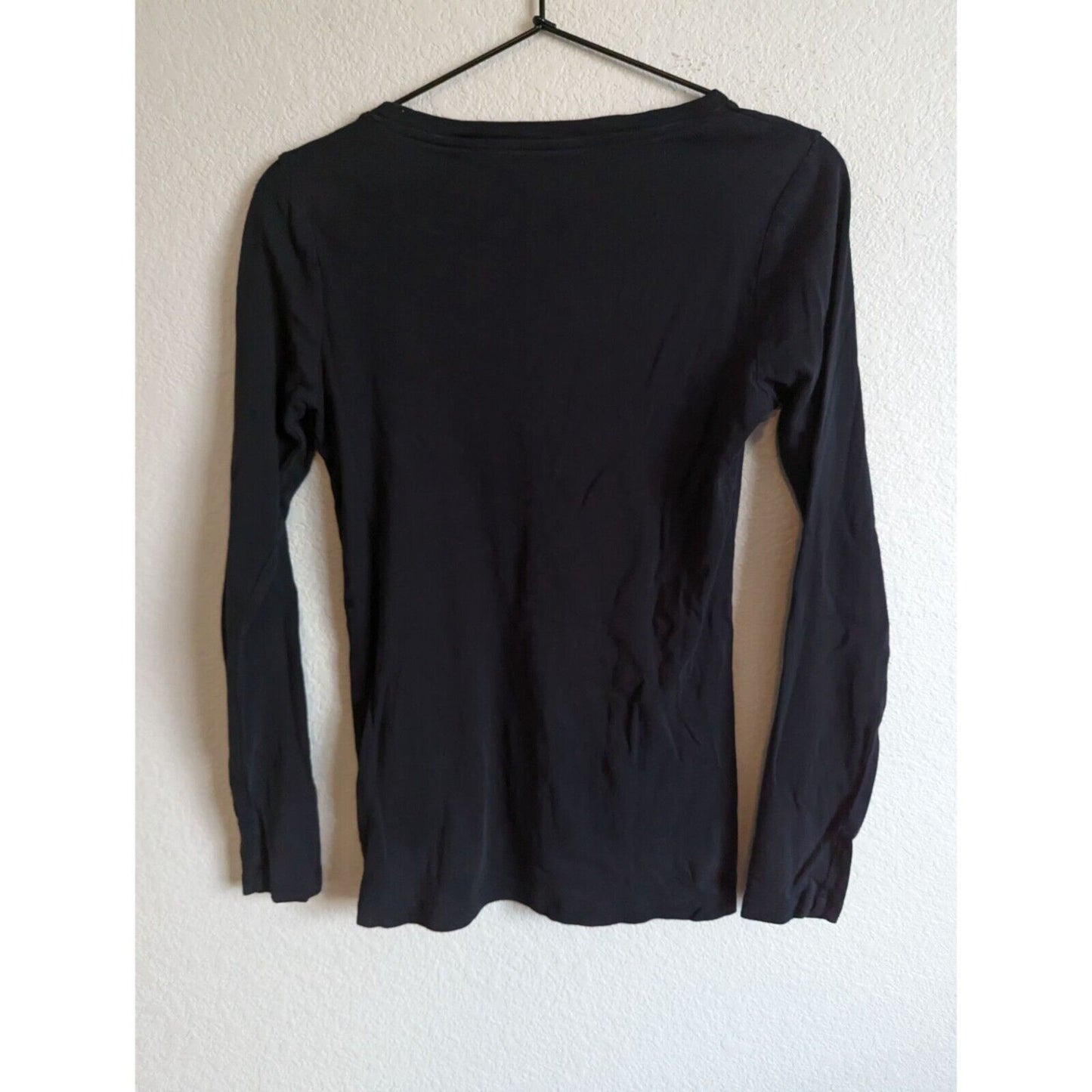 Casalon Womens Sz S Long Sleeve T Shirt Solid Black