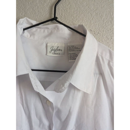 Jaclyn Smith Classics Womens Sz L Long Sleeve Button Up Shirt Solid White