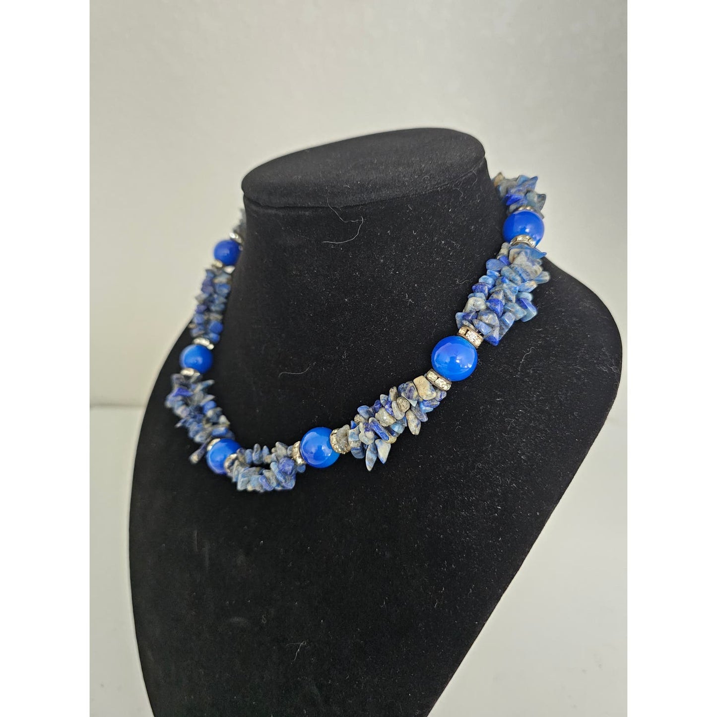 Vintage 1970s Blue Chip Stone Multi Strand Necklace