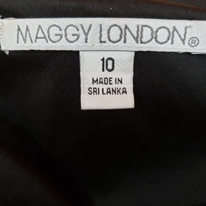 Maggy London Womens Sz 10 Knee Length Belted Career Dress Yellow Blue White