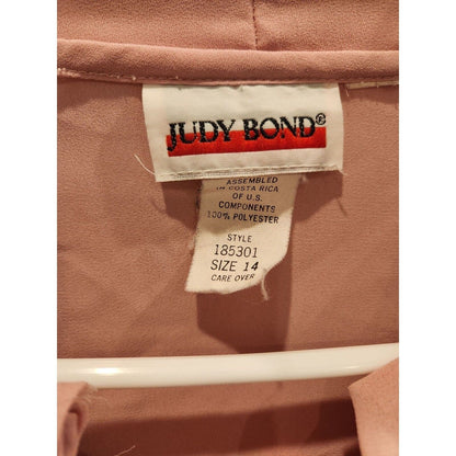 Vintage 1970s Judy Bond Womens Sz 14 Button Front Blouse Light Blush Pink