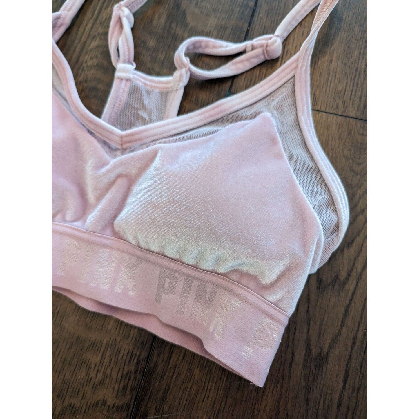 Pink by Victorias Secret Womens Sz XS Bralette Light Pink Velvet