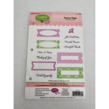 Just Rite Clings Fancy Tags Rubber Stamp Set CL 02080