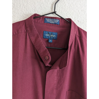 Vintage Neil Allyn Mens Sz XL Button Down Tuxedo Shirt Burgundy Long Sleeve