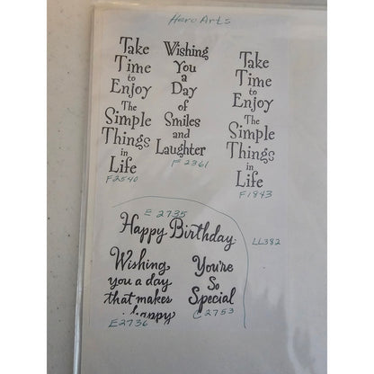 Lot of Unmounted Rubber Stamps Hero Arts Retired Happy Birthday Phrases