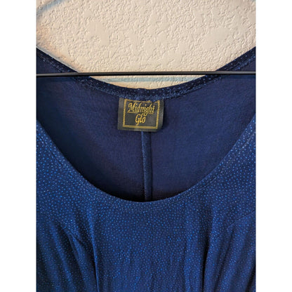 Vintage 1990s Midnight Glo Womens Sz M Maxi Dress Dark Blue Glitter Slinky