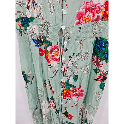 Cupshe Womens Sz L Maxi Length Swimsuit Coverup Sage Green Floral NEW