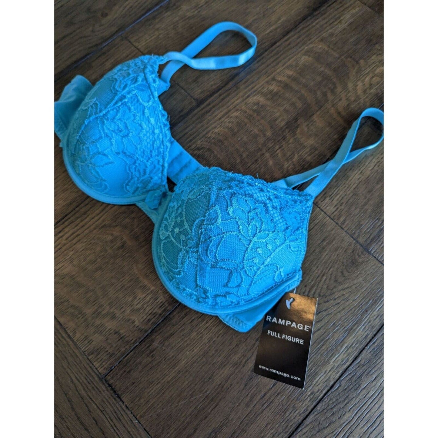 Vintage Y2K Rampage Intimates Womens Sz 36B Full Figure Aqua Lace Bra