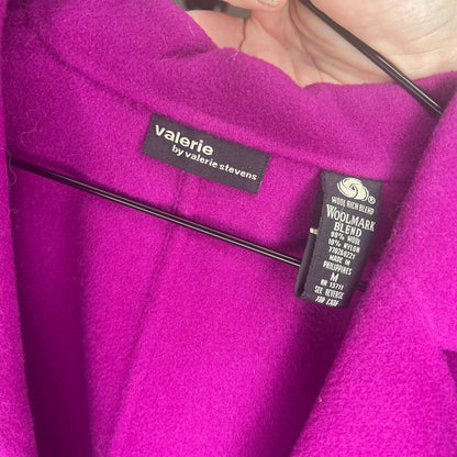 Valerie Stevens Womens Sz M Wool Blend Open Front Cardigan Blazer Purple