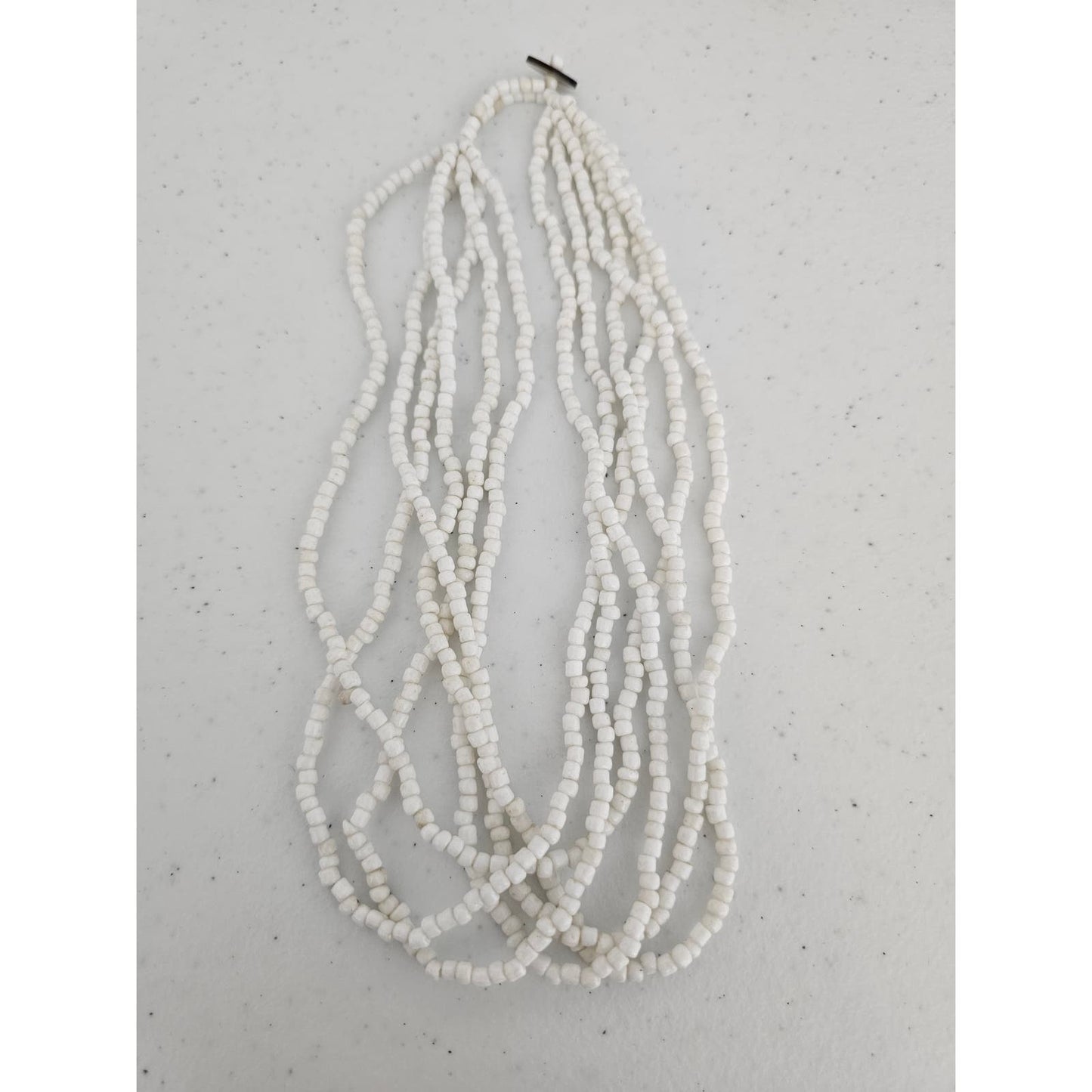 Vintage Multi Strand Seed Bead Statement Necklace Solid White