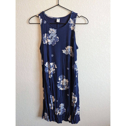 Old Navy Womens Sz S Knee Length Sundress Dress Blue Floral Swing