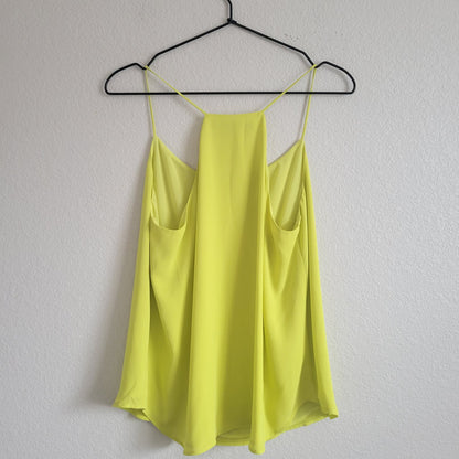 Ann Taylor Loft Womens Sz MP Petite Sleeveless Blouse Neon Yellow Green