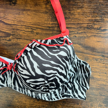 Vintage Y2K Womens Sz 36C Zebra Print Demi Bra 2000s