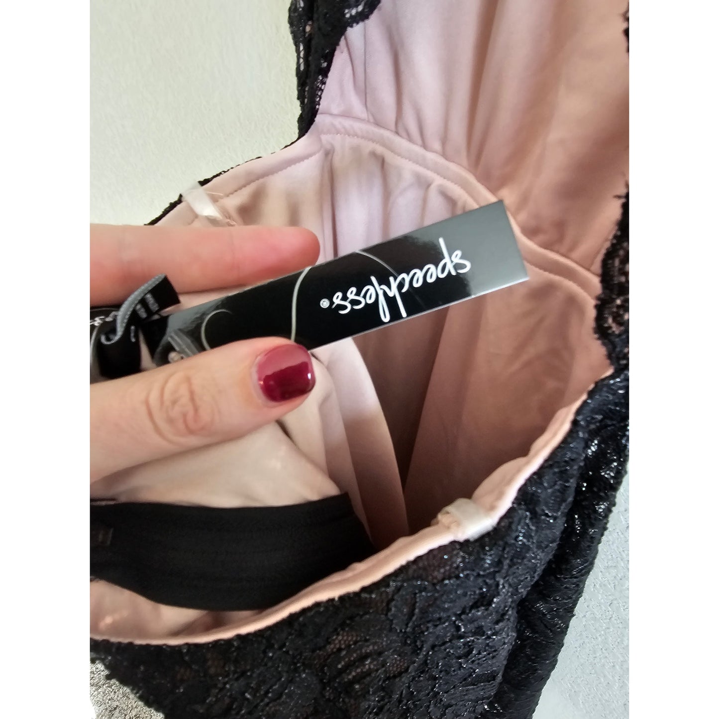 Speechless Juniors Sz 3 Open Back Mini Formal Dress All Over Black Lace NEW