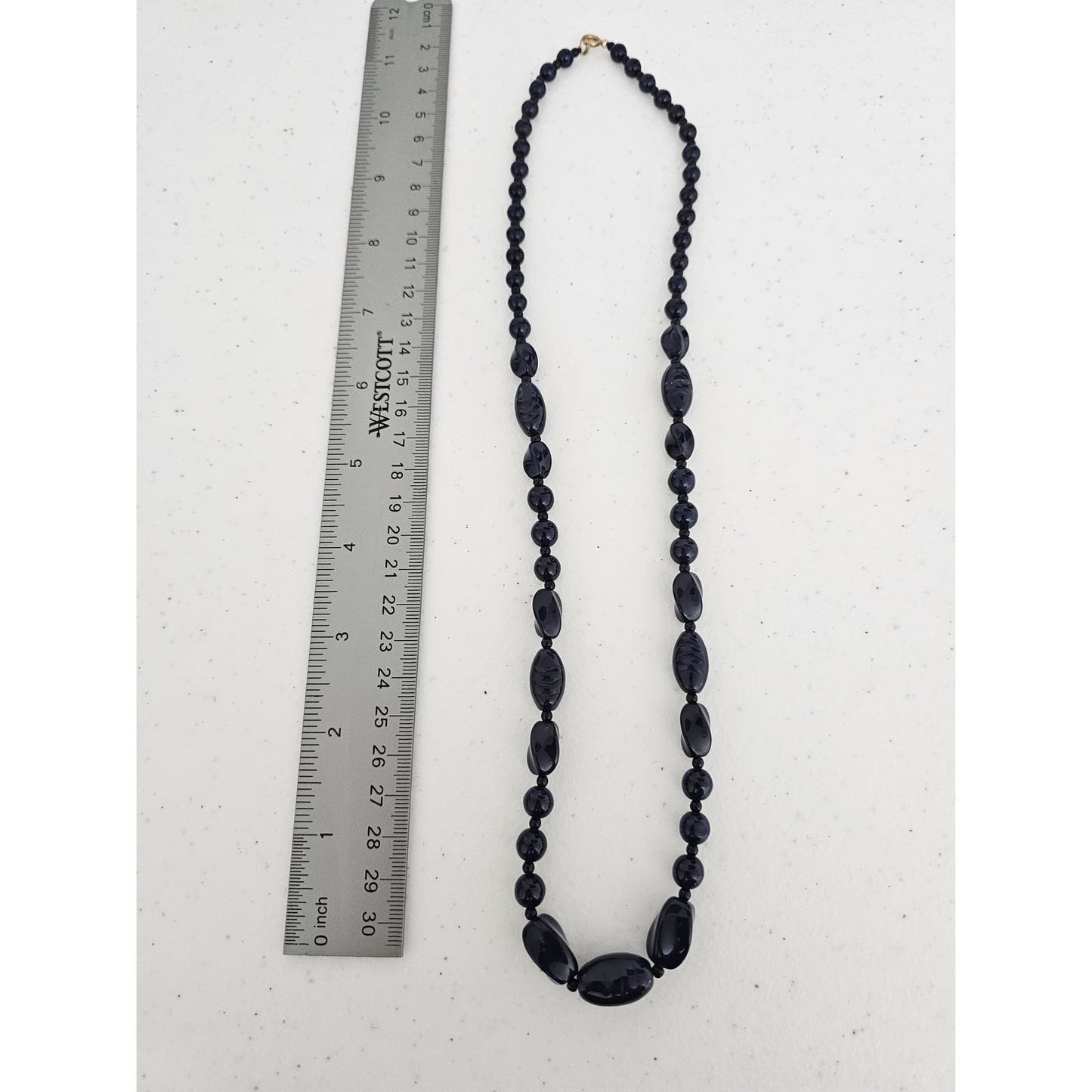 Vintage 1990s Dark Blue Single Strand Beaded Necklace