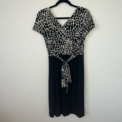 En Focus Studio Womens Sz 16 Career Dress V Neck Animal Print Giraffe