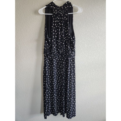 Evan Picone Womens Sz M Midi Dress Black White Polka Dot Pinup