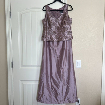 Alex Evenings Womens Sz 12 Formal Maxi Dress and Shrug Purple Metallic Shiny