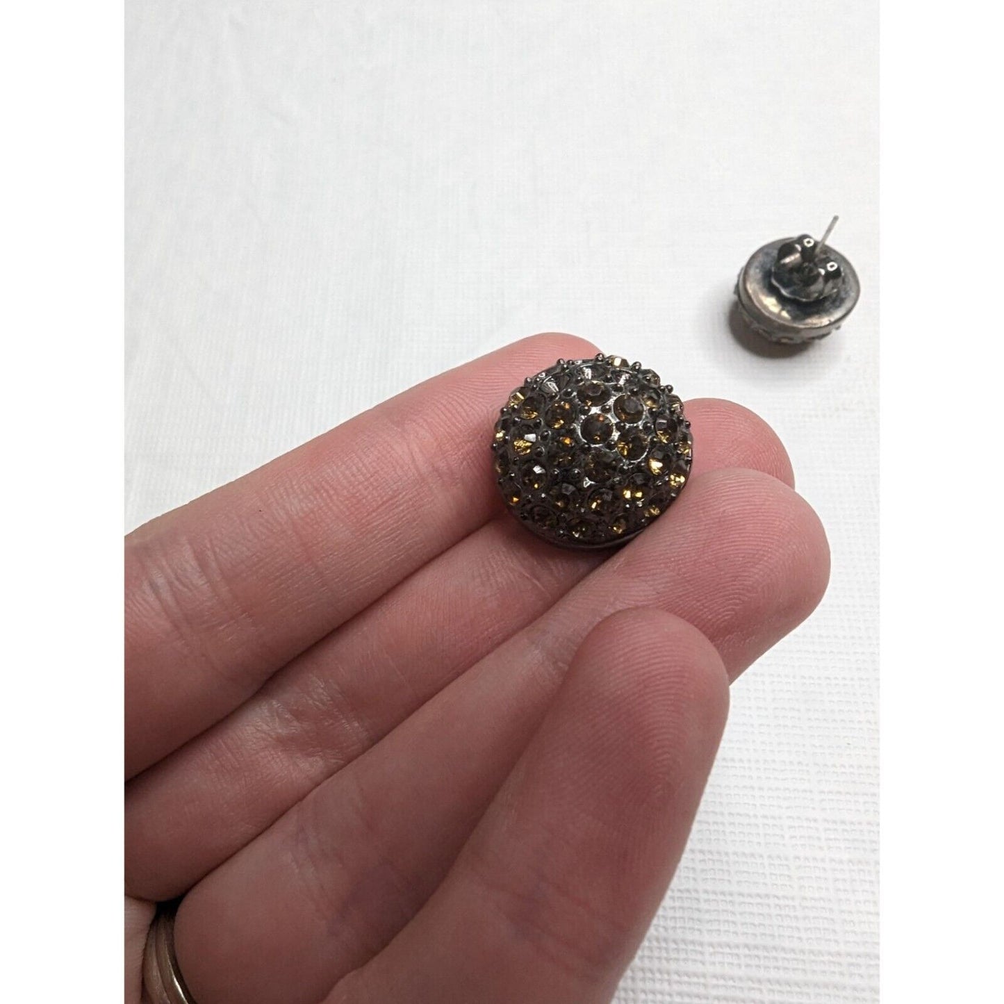 Vintage 1960s Mimco Stud Earrings Sterling Gold Stone Circkle