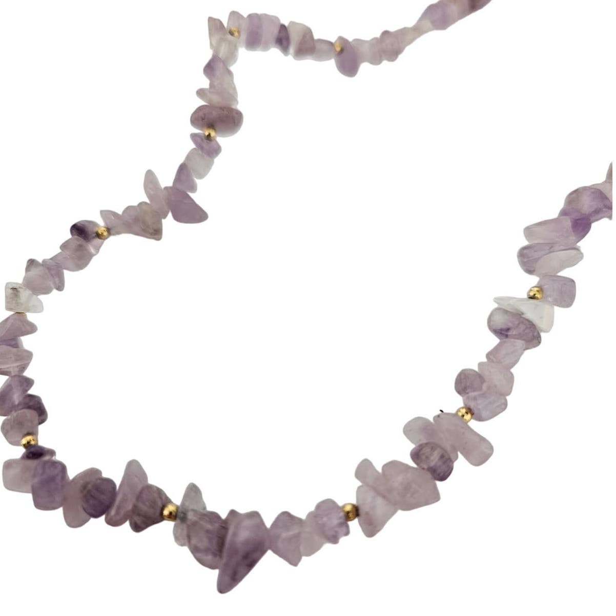 Vintage Single Strand Chip Stone Light Amethyst Beaded Necklace