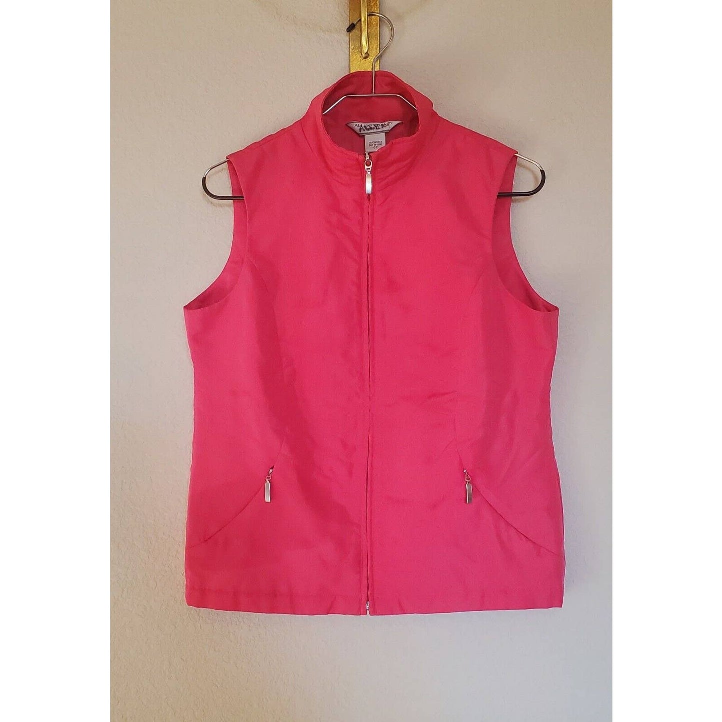 Allison Daley Petite Womens 6P Bright Pink Zip Up Vest