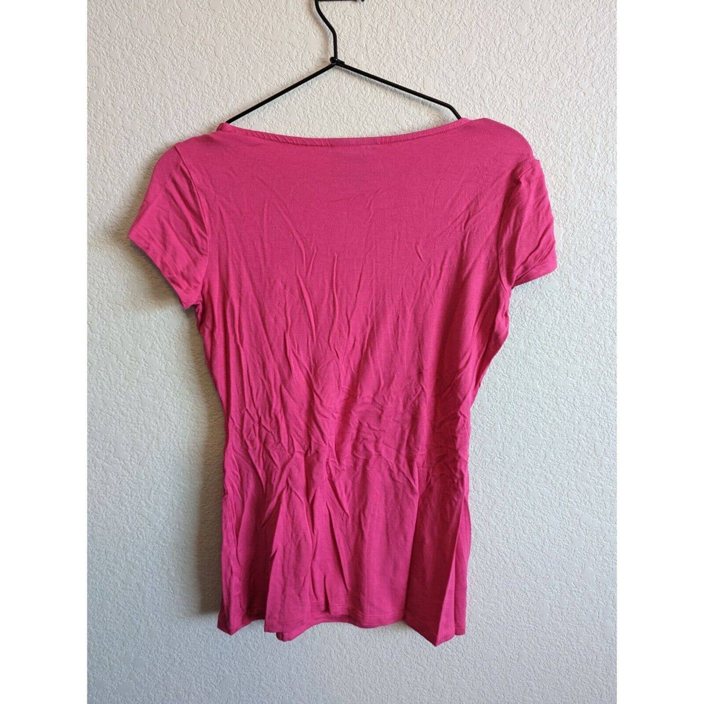 Alfani Womens Sz XS short Sleeve Blouse Bright Pink Bow Front