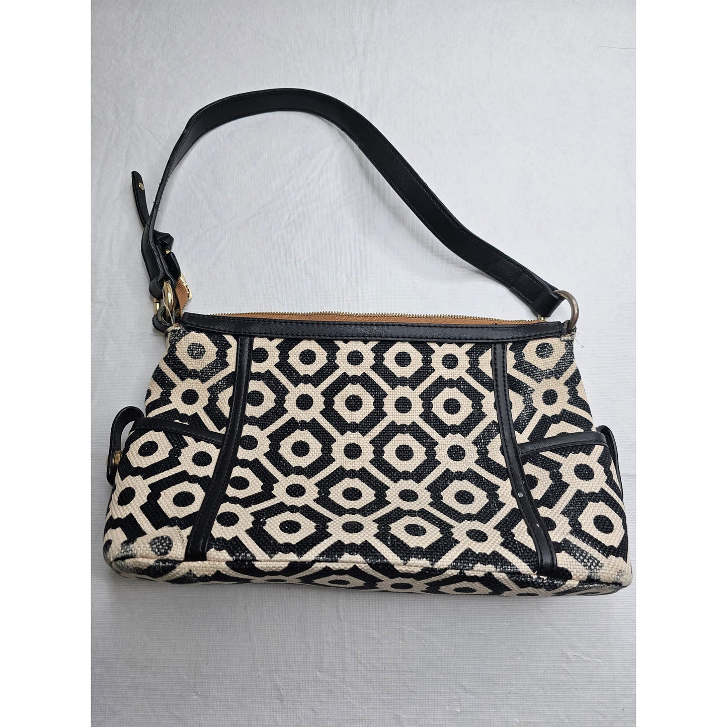 Spartina 449 Womens Shoulder Bag Purse Black White Geometric Print